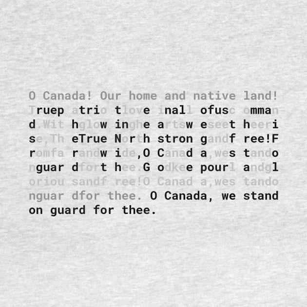 Text: CANADA Anthem (english) (black) by itemful